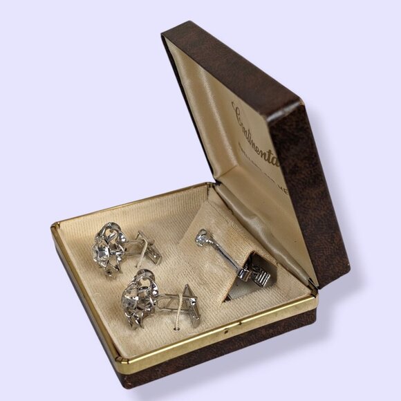 Vintage Continental Cufflink & Tie Clip Set - Picture 3 of 8